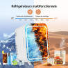 YU YUSING Mini Frigo de Chambre 4L avec Miroir LED, Luminosité Réglable, 6 Canettes, Petit Frigo Cosmétique, Réfrigérateur Porta