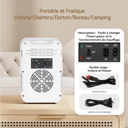 YU YUSING Mini Frigo de Chambre 4L avec Miroir LED, Luminosité Réglable, 6 Canettes, Petit Frigo Cosmétique, Réfrigérateur Porta