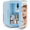 YU YUSING Mini Frigo de Chambre 4L avec Miroir LED, Luminosité Réglable, 6 Canettes, Petit Frigo Cosmétique, Réfrigérateur Porta