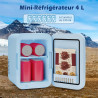YU YUSING Mini Frigo de Chambre 4L avec Miroir LED, Luminosité Réglable, 6 Canettes, Petit Frigo Cosmétique, Réfrigérateur Porta