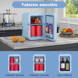 YU YUSING Mini Frigo de Chambre 4L avec Miroir LED, Luminosité Réglable, 6 Canettes, Petit Frigo Cosmétique, Réfrigérateur Porta
