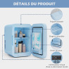 YU YUSING Mini Frigo de Chambre 4L avec Miroir LED, Luminosité Réglable, 6 Canettes, Petit Frigo Cosmétique, Réfrigérateur Porta