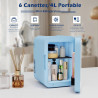 YU YUSING Mini Frigo de Chambre 4L avec Miroir LED, Luminosité Réglable, 6 Canettes, Petit Frigo Cosmétique, Réfrigérateur Porta