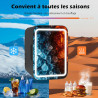 YU YUSING Mini Frigo de Chambre 4L avec Miroir LED, Luminosité Réglable, 6 Canettes, Petit Frigo Cosmétique, Réfrigérateur Porta