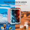 YU YUSING Mini Frigo de Chambre 4L avec Miroir LED, Luminosité Réglable, 6 Canettes, Petit Frigo Cosmétique, Réfrigérateur Porta