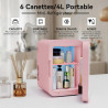 YU YUSING Mini Frigo de Chambre 4L avec Miroir LED, Luminosité Réglable, 6 Canettes, Petit Frigo Cosmétique, Réfrigérateur Porta