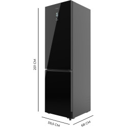 Cecotec réfrigérateur combi 456l total no frost bolero coolmarket combi 456 noir glass e, hauteur 201 cm et 59,5 cm largeur, max