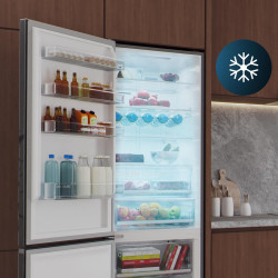 Cecotec réfrigérateur combi 456l total no frost bolero coolmarket combi 456 noir glass e, hauteur 201 cm et 59,5 cm largeur, max