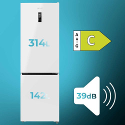 Cecotec réfrigérateur combi 456l total no frost bolero coolmarket combi 456 blanc c. hauteur 201cm et 59,5cm largeur, max inside