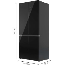 Cecotec réfrigérateur 4 portes semi-intégrable bolero coolmarket 4d 456 sbi noir glass d, capacité extra inside 456l, 190 cm de 