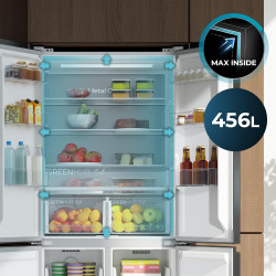 Cecotec réfrigérateur 4 portes semi-intégrable bolero coolmarket 4d 456 sbi noir glass d, capacité extra inside 456l, 190 cm de 