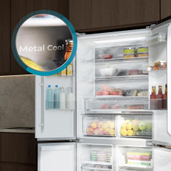 Cecotec réfrigérateur 4 portes semi-intégrable bolero coolmarket 4d 456 sbi noir glass d, capacité extra inside 456l, 190 cm de 