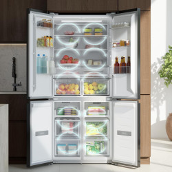 Cecotec réfrigérateur 4 portes semi-intégrable bolero coolmarket 4d 456 sbi noir glass d, capacité extra inside 456l, 190 cm de 