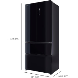 Cecotec réfrigérateur semi-intégrable avec porte en verre bolero coolmarket f2d 458 sbi noir glass d, 458l, 190 cm de hauteur, 8
