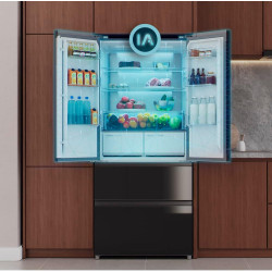 Cecotec réfrigérateur semi-intégrable avec porte en verre bolero coolmarket f2d 458 sbi noir glass d, 458l, 190 cm de hauteur, 8