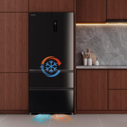 Cecotec réfrigérateur semi-intégrable avec porte en verre bolero coolmarket f2d 458 sbi noir glass d, 458l, 190 cm de hauteur, 8