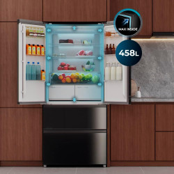 Cecotec réfrigérateur semi-intégrable avec porte en verre bolero coolmarket f2d 458 sbi noir glass d, 458l, 190 cm de hauteur, 8
