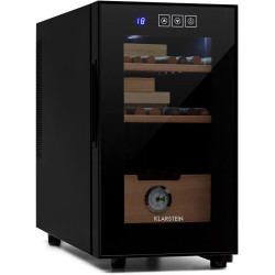 Klarstein El Presidente Cave à Cigares - Humidor Thermoélectrique avec Porte Vitrée, Clayettes en Bois de Cèdre, Hygromètre, Écl