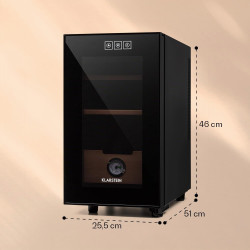 Klarstein El Presidente Cave à Cigares - Humidor Thermoélectrique avec Porte Vitrée, Clayettes en Bois de Cèdre, Hygromètre, Écl