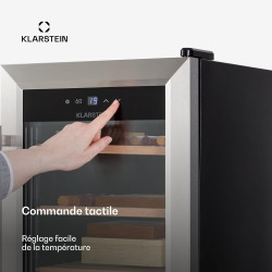 Klarstein El Presidente Cave à Cigares - Humidor Thermoélectrique avec Porte Vitrée, Clayettes en Bois de Cèdre, Hygromètre, Écl