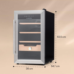 Klarstein El Presidente Cave à Cigares - Humidor Thermoélectrique avec Porte Vitrée, Clayettes en Bois de Cèdre, Hygromètre, Écl