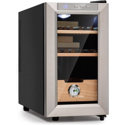 Klarstein El Presidente Cave à Cigares - Humidor Thermoélectrique avec Porte Vitrée, Clayettes en Bois de Cèdre, Hygromètre, Écl