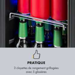 KLARSTEIN Beerlager 56 Réfrigérateur à Boissons, 56 L, 20 Bouteilles, Encastrable, 82 cm de Hauteur, Porte Vitrée à Cadre Inox, 