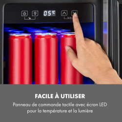 KLARSTEIN Beerlager 56 Réfrigérateur à Boissons, 56 L, 20 Bouteilles, Encastrable, 82 cm de Hauteur, Porte Vitrée à Cadre Inox, 