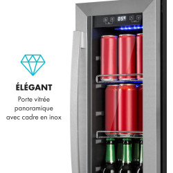 KLARSTEIN Beerlager 56 Réfrigérateur à Boissons, 56 L, 20 Bouteilles, Encastrable, 82 cm de Hauteur, Porte Vitrée à Cadre Inox, 