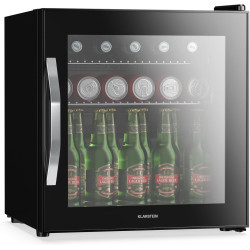 KLARSTEIN Réfrigérateur Pour Boisson 47L - Porte Verre Miroir, LED, 0-13°C, 2 Étagères Amovibles, Température Réglable, Mini Fri