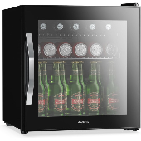 KLARSTEIN Réfrigérateur Pour Boisson 47L - Porte Verre Miroir, LED, 0-13°C, 2 Étagères Amovibles, Température Réglable, Mini Fri