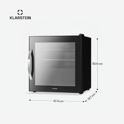 KLARSTEIN Réfrigérateur Pour Boisson 47L - Porte Verre Miroir, LED, 0-13°C, 2 Étagères Amovibles, Température Réglable, Mini Fri