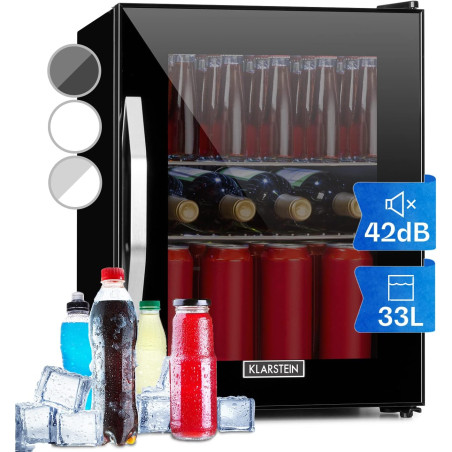 KLARSTEIN Mini Frigo de Chambre et Bureau pour Boisson, Petit Frigo Silencieux, Refrigerateur Mini Bar 33L, Petit Réfrigérateur 