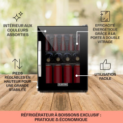 KLARSTEIN Mini Frigo de Chambre et Bureau pour Boisson, Petit Frigo Silencieux, Refrigerateur Mini Bar 33L, Petit Réfrigérateur 