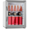 Klarstein Beersafe Réfrigérateur à Boissons 33 L – Mini Frigo avec Porte Vitrée, Argent | Éclairage LED, étagères métalliques am