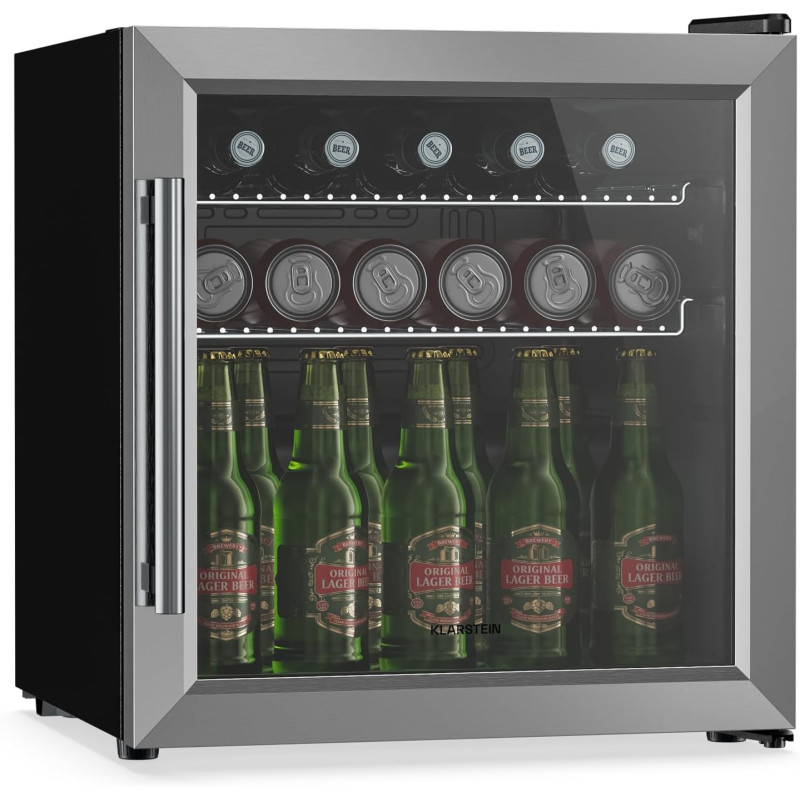 KLARSTEIN Réfrigérateur à boissons LuxeChill 60 L – Réfrigérateur à boissons avec porte vitrée, commande tactile 0-10 °C, 3 clay