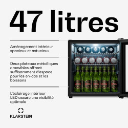 KLARSTEIN Réfrigérateur à boissons LuxeChill 60 L – Réfrigérateur à boissons avec porte vitrée, commande tactile 0-10 °C, 3 clay