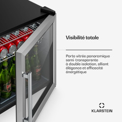 KLARSTEIN Réfrigérateur à boissons LuxeChill 60 L – Réfrigérateur à boissons avec porte vitrée, commande tactile 0-10 °C, 3 clay