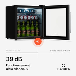 KLARSTEIN Réfrigérateur à boissons LuxeChill 60 L – Réfrigérateur à boissons avec porte vitrée, commande tactile 0-10 °C, 3 clay