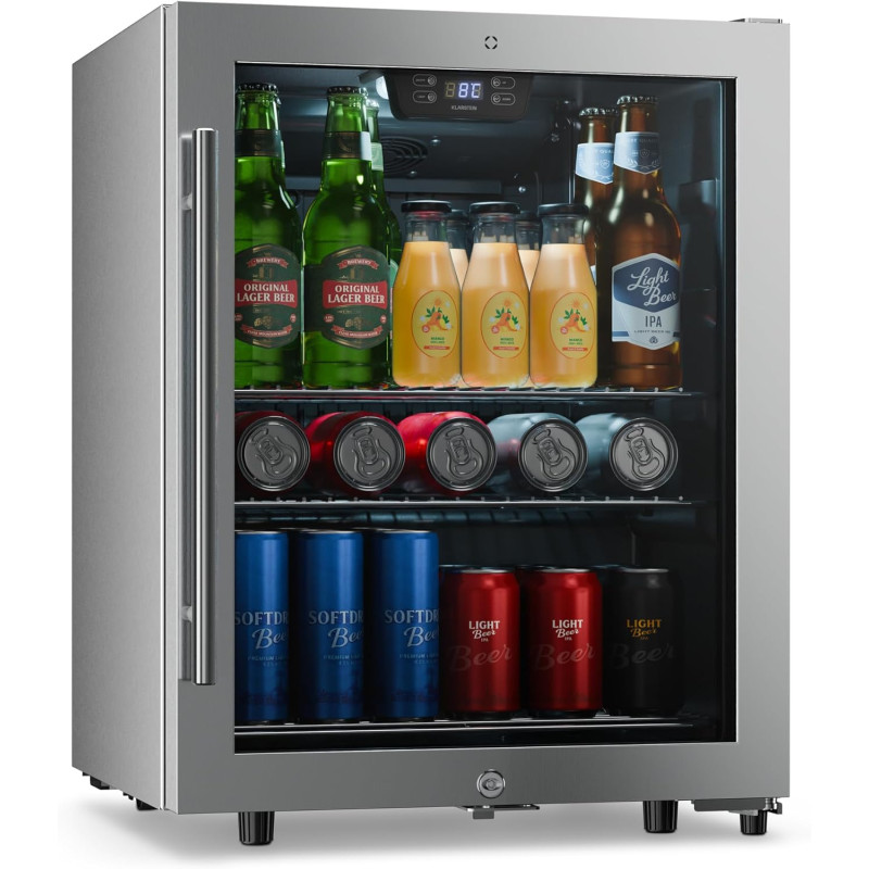 KLARSTEIN Réfrigérateur à boissons LuxeChill 60 L – Réfrigérateur à boissons avec porte vitrée, commande tactile 0-10 °C, 3 clay