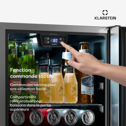 KLARSTEIN Réfrigérateur à boissons LuxeChill 60 L – Réfrigérateur à boissons avec porte vitrée, commande tactile 0-10 °C, 3 clay