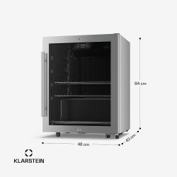 KLARSTEIN Réfrigérateur à boissons LuxeChill 60 L – Réfrigérateur à boissons avec porte vitrée, commande tactile 0-10 °C, 3 clay
