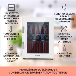 KLARSTEIN Mini Frigo de Chambre et Bureau pour Boisson, Petit Frigo Silencieux, Refrigerateur Mini Bar 33L, Petit Réfrigérateur 
