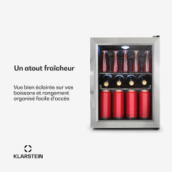 Klarstein Beersafe M Mini Frigo de Chambre pour Boissons, Petit Frigo Silencieux, Mini Bar Intérieur, Petit Refrigérateur Campin