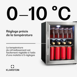 Klarstein Beersafe M Mini Frigo de Chambre pour Boissons, Petit Frigo Silencieux, Mini Bar Intérieur, Petit Refrigérateur Campin