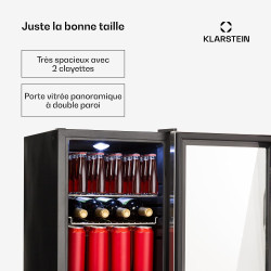 Klarstein Beersafe M Mini Frigo de Chambre pour Boissons, Petit Frigo Silencieux, Mini Bar Intérieur, Petit Refrigérateur Campin