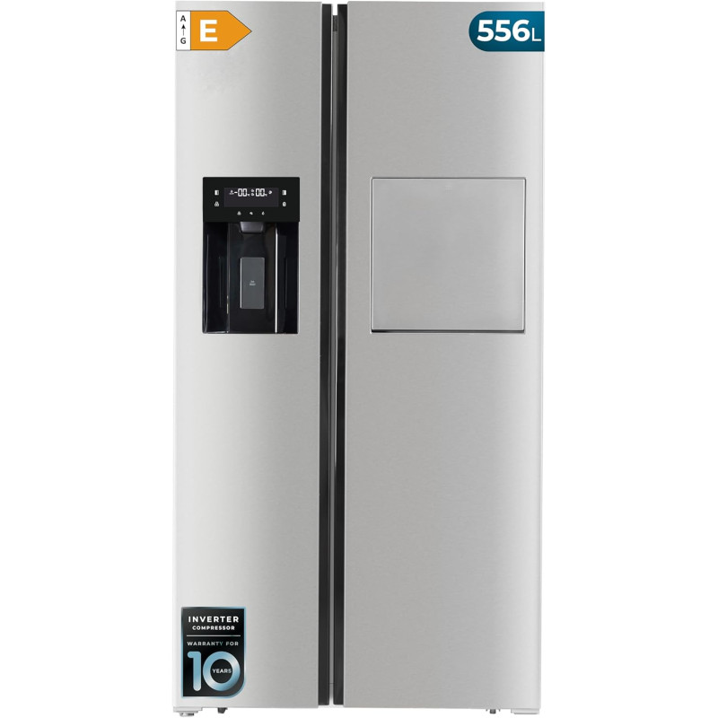 Cecotec Réfrigérateur Américain No Frost Bolero CoolMarket SBS 556 WID Inox E, 556 L, 178 cm de Hauteur, 91,1 cm de Largeur, Cla