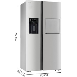 Cecotec Réfrigérateur Américain No Frost Bolero CoolMarket SBS 556 WID Inox E, 556 L, 178 cm de Hauteur, 91,1 cm de Largeur, Cla