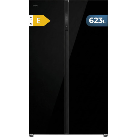 Cecotec réfrigérateur américain no frost bolero coolmarket sbs 623 noir glass e, super capacité 623 l, 183 cm de hauteur, 103,6 