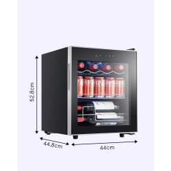 Kalamera KRC-40GE Mini réfrigérateur avec panneau de commande tactile, zone de refroidissement 5-18 °C, porte en verre en acier 